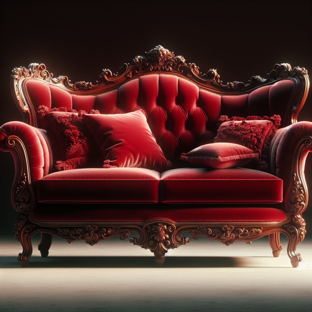 Canapé baroque rouge