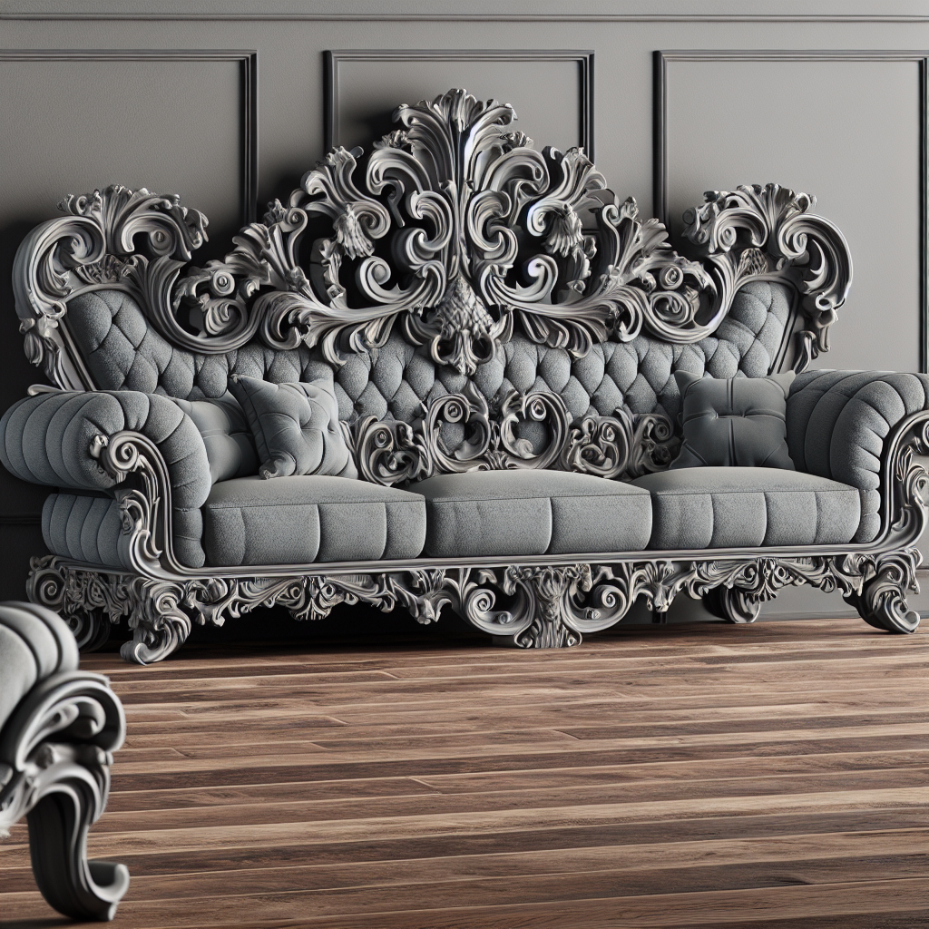 Canapé baroque gris