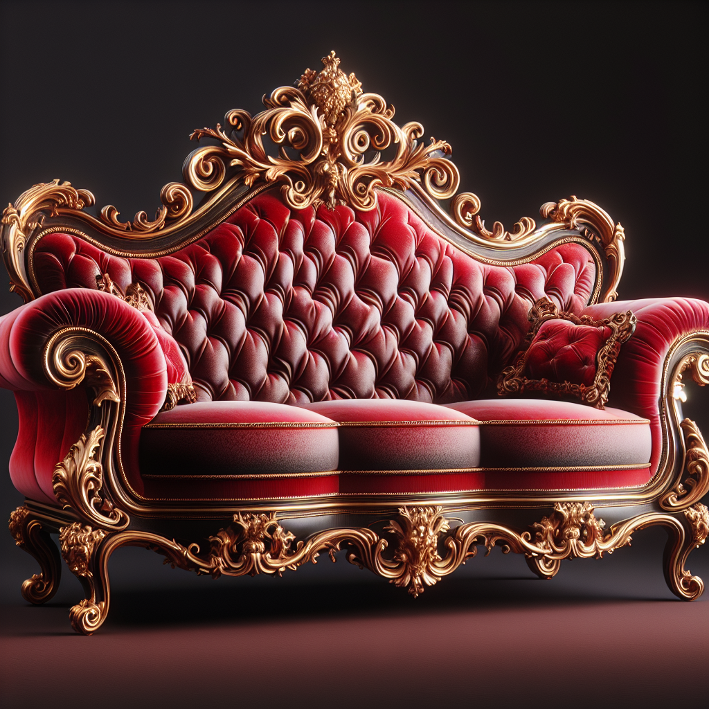 Canapé baroque rouge